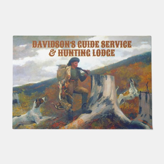 Paillasson Personnaliser Un chasseur avec des cerfs et des ch (Devant)