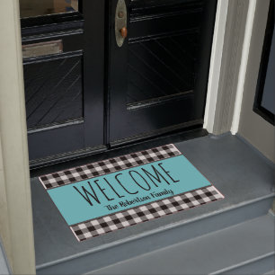 Paillasson Personnalisez le chèque Farmhouse Black Buffalo et