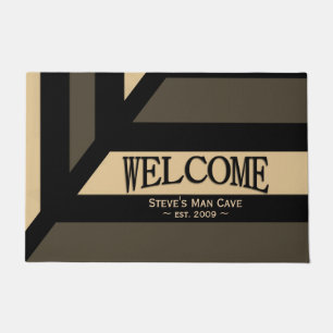 Paillasson Perspective Moderne Stripe Man Cave Bienvenue