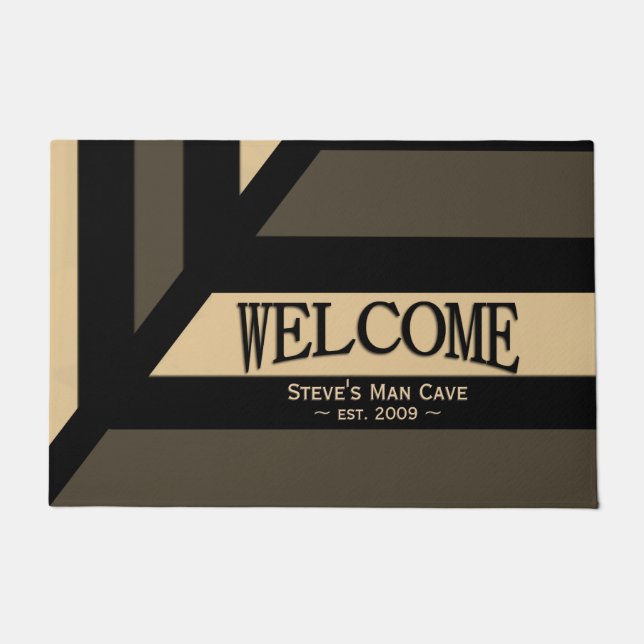 Paillasson Perspective Moderne Stripe Man Cave Bienvenue (Devant)