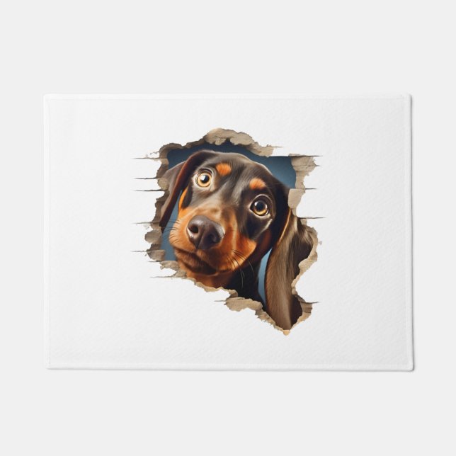 Paillasson Petit chiot dachshund mignon qui regarde (Devant)
