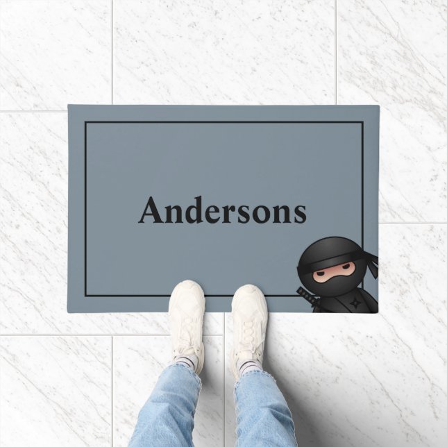 Paillasson Petit guerrier de Ninja sur Grey (Intérieur)