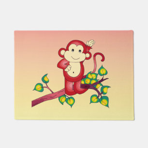 Paillasson Petite natte rouge douce d'animal de singe