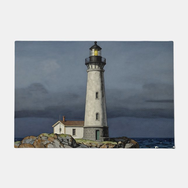 Paillasson Phare côtier par nuit orageuse (Devant)