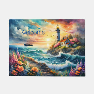 Paillasson Phare Jardin floral sur la mer