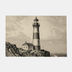 Paillasson Phare rayé vintage côte orageuse