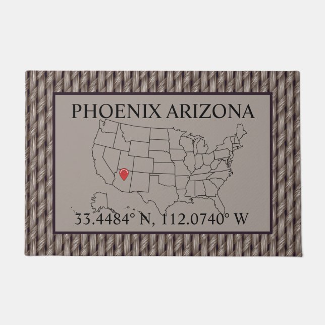Paillasson Phoenix Arizona Vous Êtes Ici Carte Faux Weight (Devant)