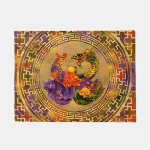 Paillasson Phoenix et Dragon - couleur et or