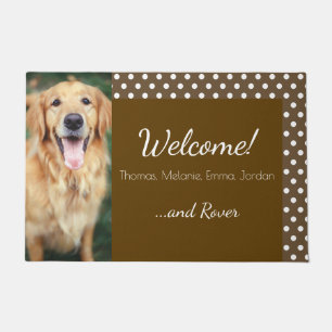 Paillasson Photo de chien et nom de famille Polka Dot Accueil