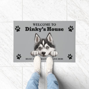 Paillasson Photo de chien husky sibérien mignon