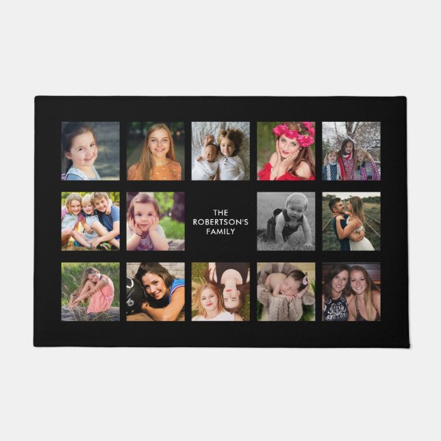 Paillasson Photo de famille Collage Black Custom Doormat (Devant)