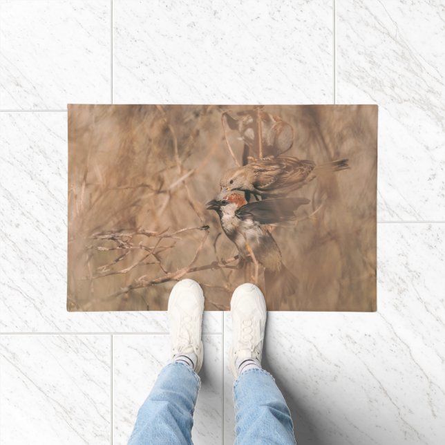 Paillasson Photographie de faune de moineaux marrons rustique (Intérieur)