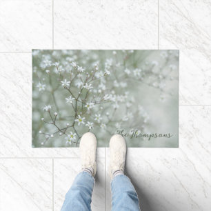 Paillasson Photographie de fleurs de baby's breath blanches a