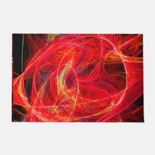 Paillasson PHOTON CRAZY Abstrait Fractales rouges jaunes, Fla