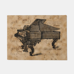 Paillasson Piano à queue antique sur les feuilles de musique