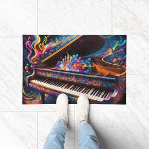 Paillasson Piano Coloré Avec Notes Musicales Design Clé