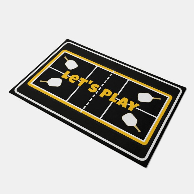 Paillasson Pickleball Court Yellow Black & White Personalized (Incliné)