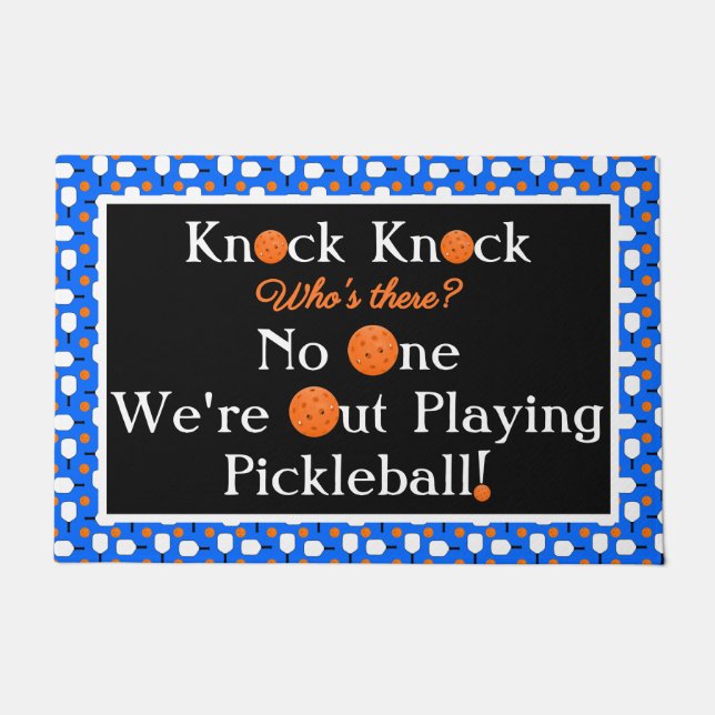 Paillasson Pickleball Entryway Knock Knock Joke Blue Orange (Devant)