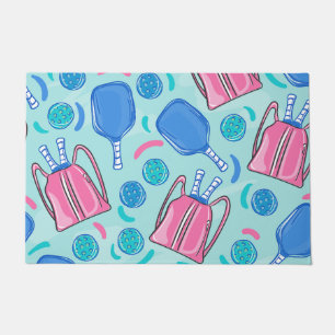 Paillasson Pickleball Paddles et Balls Blue