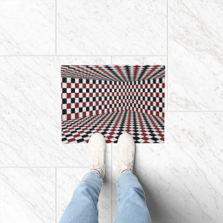 Paillasson Pièce à carreaux rouges blancs et noirs à haut con