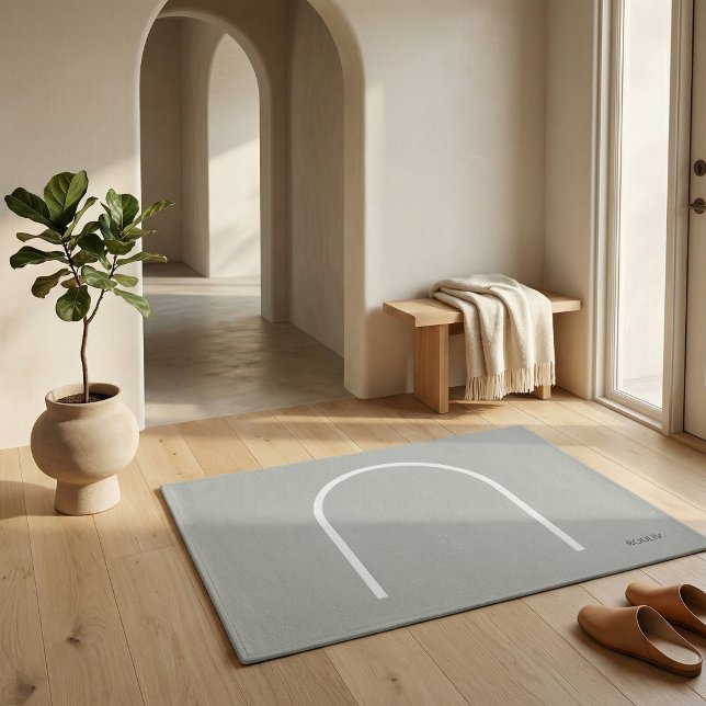 Paillasson Pierre Architecturale Grise Style Moderne Japandi (Architectural Stone Grey Arch Japandi Style Modern Doormat)