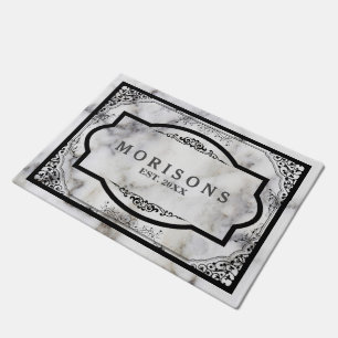 Paillasson Pierre de marbre gris Vintage noir cadre