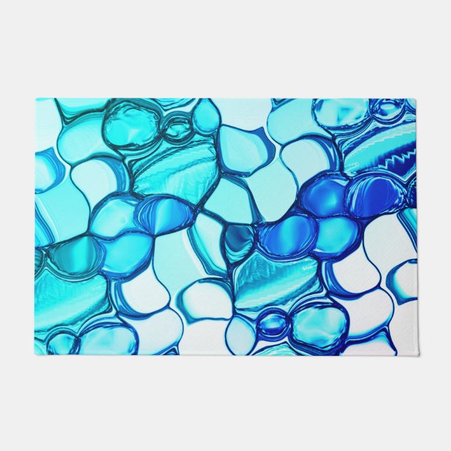 Paillasson Pierre ronde dans des tons similaires à l'aquamari (Devant)