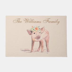 Paillasson Piglet Cochon Aquarelle Art Farm Ranch Animal
