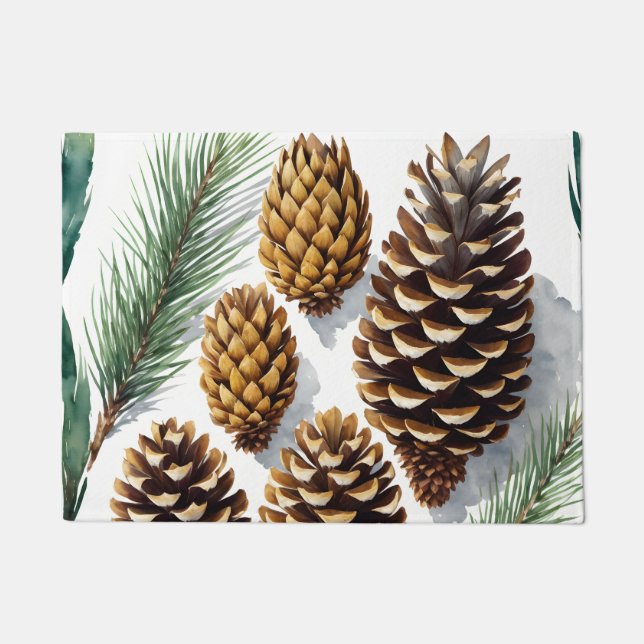 Paillasson Pine Cones Aquarelle Art botanique (Devant)