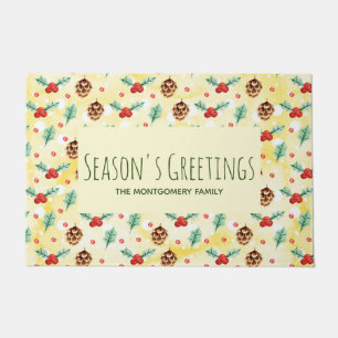 Paillasson Pine Cones et Motif de Noël Holly