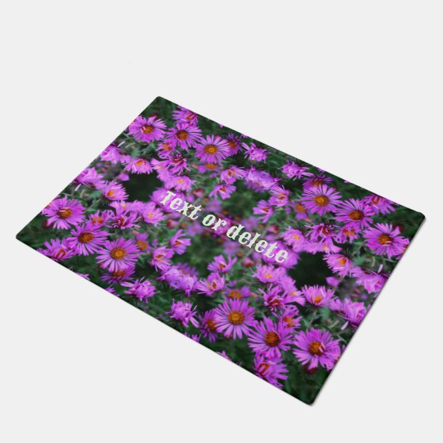 Paillasson Pink Autumn Aster Flowers Abstrait Personnalisé (Incliné)
