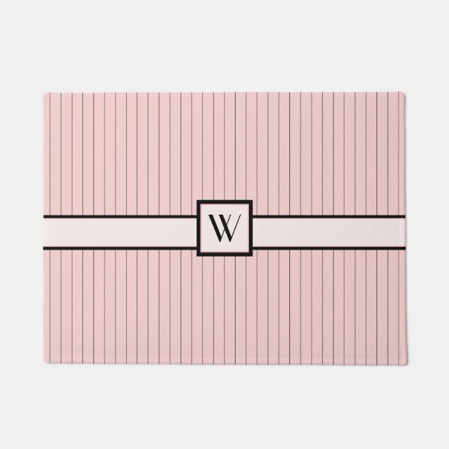 Paillasson Pink avec Pinstripes Noir (Devant)