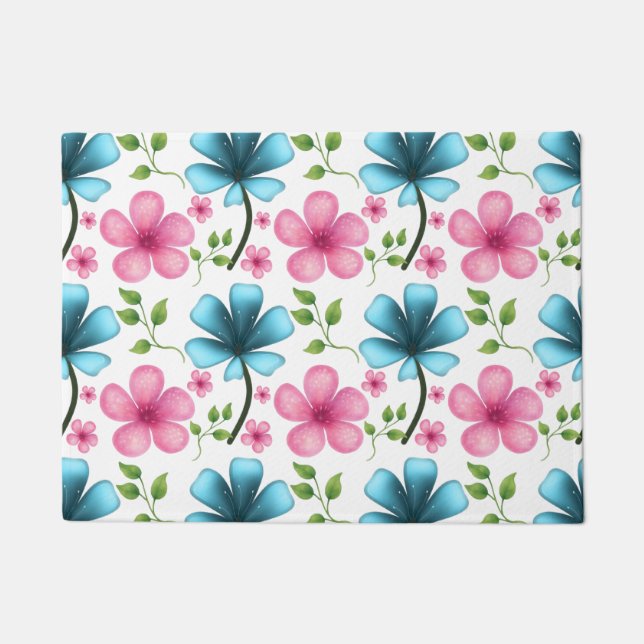 Paillasson Pink & Blue Floral Seamless Pattern (Devant)