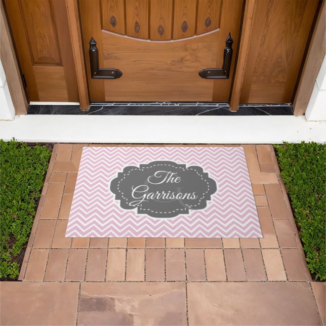 Paillasson Pink Chevron personnalisé mat (De plein air)