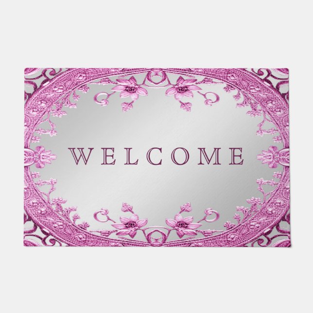 Paillasson Pink Décor Floral Doormat (Devant)