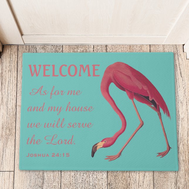 Paillasson Pink Flamant rose and Bible Verse Doormat (Créateur téléchargé)