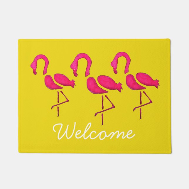 Paillasson Pink flamingo pop art unique (Devant)
