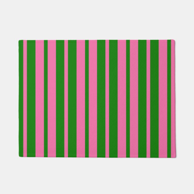 Paillasson Pink Green Stylish Stripes Pattern Design  (Devant)