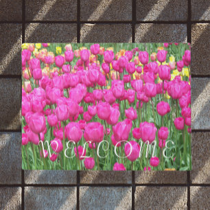 Paillasson Pink Tulip Garden Floral Welcome Doormat