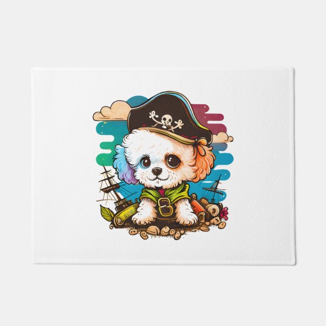 Paillasson Pirate de chien de Bichon (Devant)