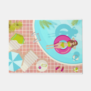 Paillasson Piscine fille en bikini plage d'été
