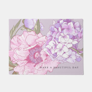 Paillasson Pivoine Hydrangea Florale Moderne Rose Violet