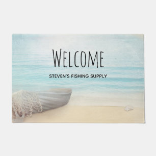 Paillasson Plage nautique avec Rowboat & Fishing Net