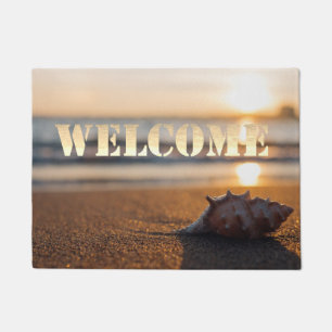 Paillasson Plage, Océan, Coucher de soleil, Coquillage, Bienv