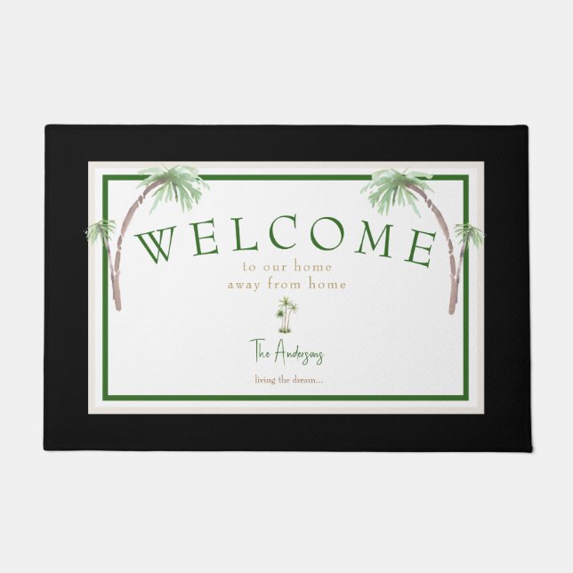 Paillasson Plage Tropical Personnalisée Maison Palm Tree Port (Devant)