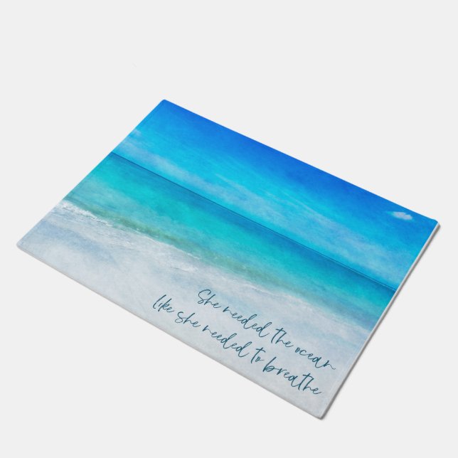 Paillasson Plage tropicale à l'Aqua Turquoise Turquoise Blue  (Incliné)