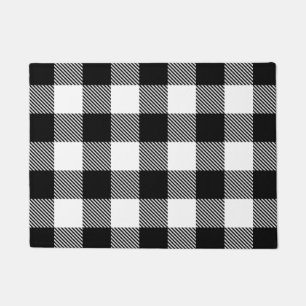 Paillasson Plaid blanc noir de Buffalo avec le sergé