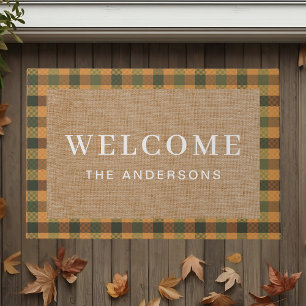 Paillasson Plaid d'automne Nom de famille personnalisé Bienve