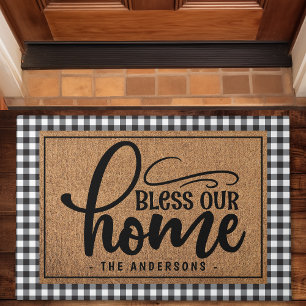 Paillasson Plaid de Buffalo Personnalisé Bénis Notre Maison