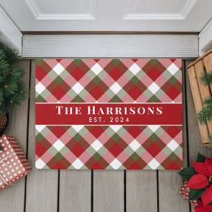 Paillasson Plaid de Noël personnalisé au nom de famille